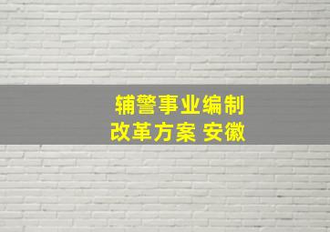 辅警事业编制改革方案 安徽